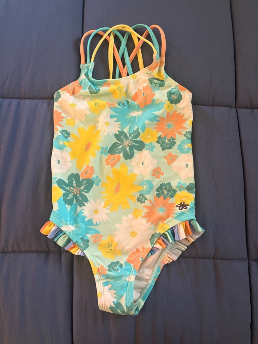 Matilda Jane Floral One-Piece Swimsuit - Aqua, Yellow, Coral size 6